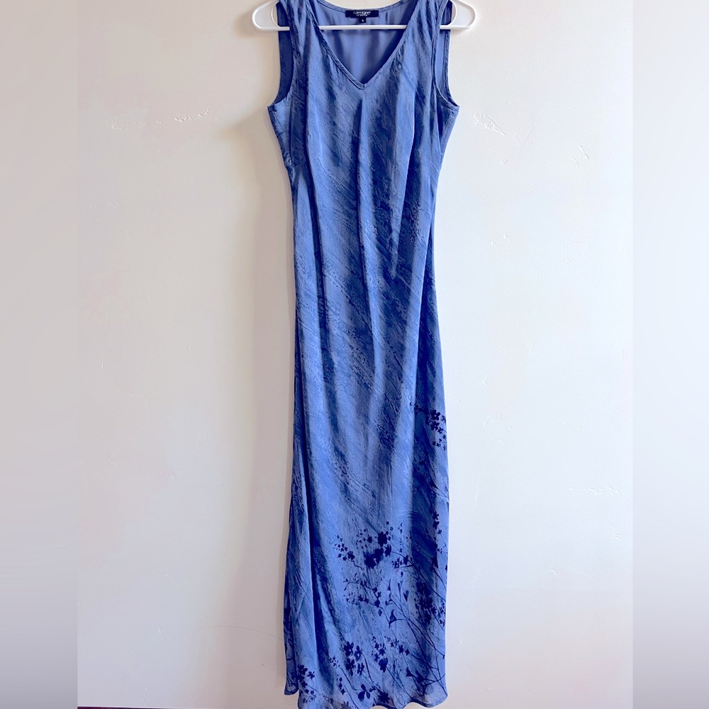 Karen Kane Blue V-Neck Sheath Maxi Dress